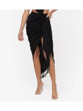 Just Be Queen  Tulum Hi/Lo Skirt - Black  Size Large NWT!!